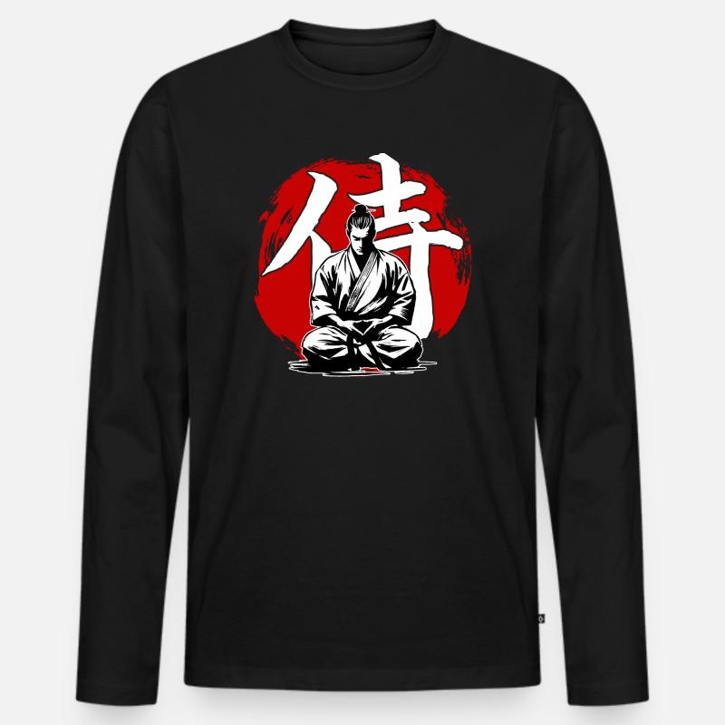 Samurai Ronin Karate Kimono Kampfkunst - Männer Premium Bio Langarmshirt - Schwarz