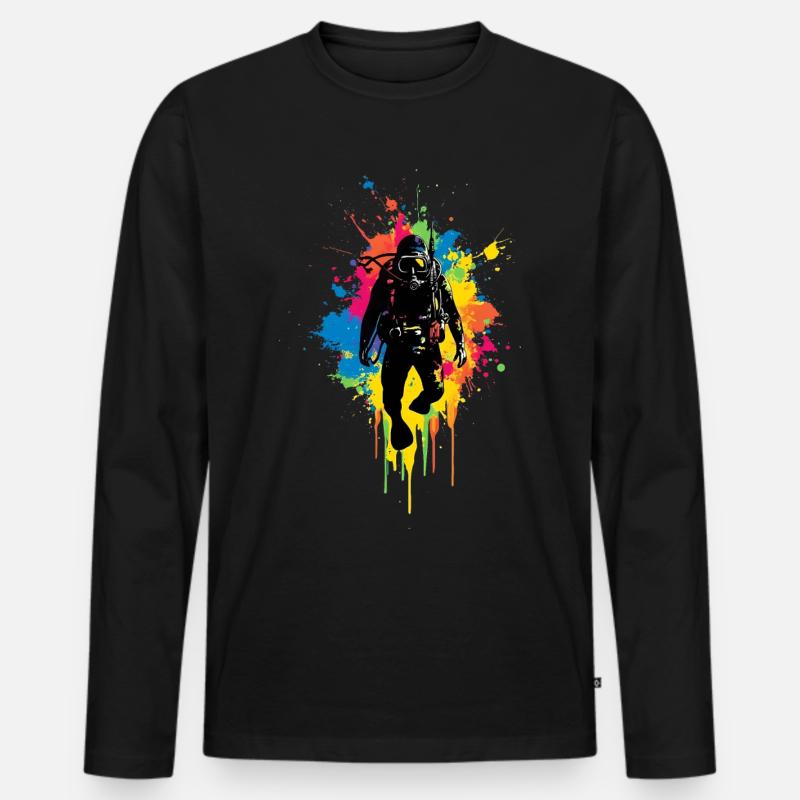 Taucher Tauchen Diving - Männer Premium Bio Langarmshirt - Schwarz