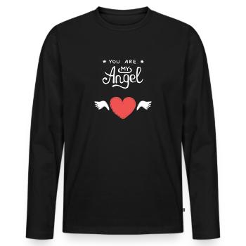 Tu es mon ange - T-shirt manches longues Premium bio Homme - noir - Devant - Nico (187cm)