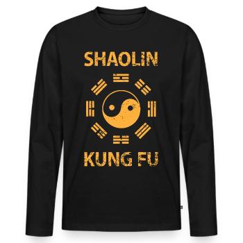 Shaolin Kung Fu - T-shirt manches longues Premium bio Homme - noir - Devant - Nico (187cm)