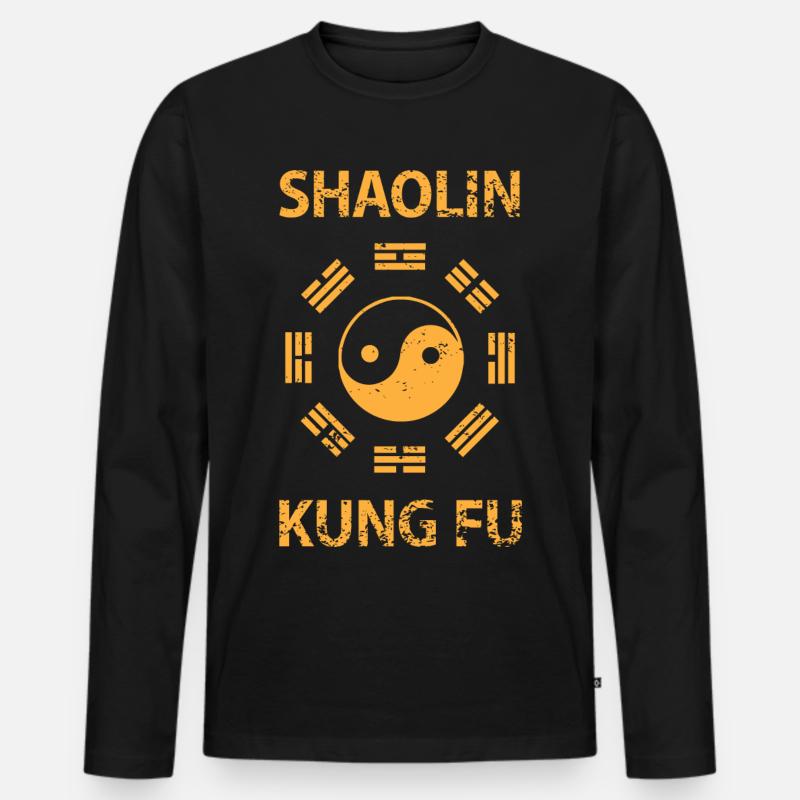 Shaolin Kung Fu - Männer Premium Bio Langarmshirt - Schwarz