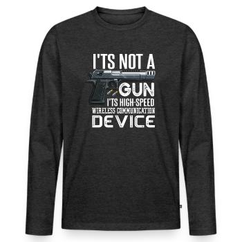 Its Not A Gun Meme - Funny Its Not A Gun T-Shirt - Men's Premium Organic Long Sleeve Shirt - heather anthracite - Front - Nico (187cm)