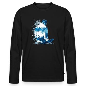 Snowboarder Abstract - T-shirt manches longues Premium bio Homme - noir - Devant - Nico (187cm)