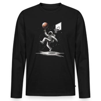 Astronaute de basket-ball - T-shirt manches longues Premium bio Homme - noir - Devant - Nico (187cm)