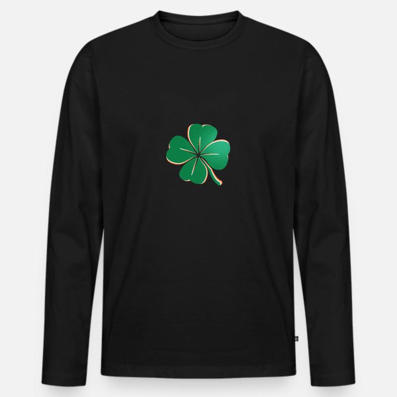 Kleeblatt - Männer Premium Bio Langarmshirt - Schwarz