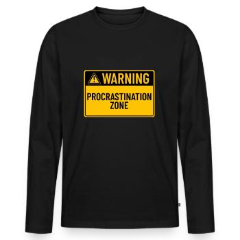 Warning: Procrastination Zone - Men's Premium Organic Long Sleeve Shirt - black - Front - Nico (187cm)