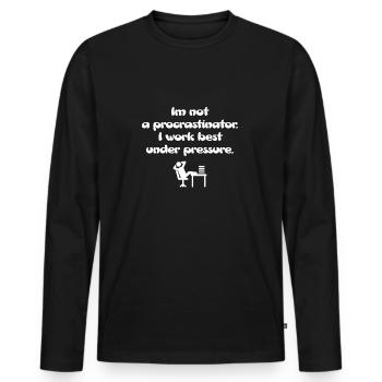 Not a procrastinator - Men's Premium Organic Long Sleeve Shirt - black - Front - Nico (187cm)