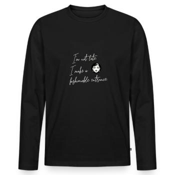 Pas en retard - T-shirt manches longues Premium bio Homme - noir - Devant - Nico (187cm)