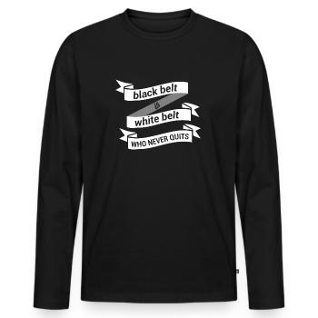 Ceinture noire et ceinture blanche - T-shirt manches longues Premium bio Homme - noir - Devant - Nico (187cm)