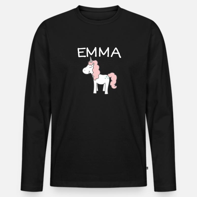 Emma Name Kinder - Männer Premium Bio Langarmshirt - Schwarz