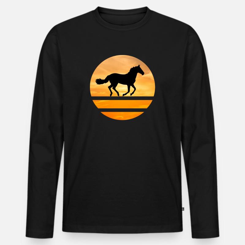 Pferd Kreis - Männer Premium Bio Langarmshirt - Schwarz