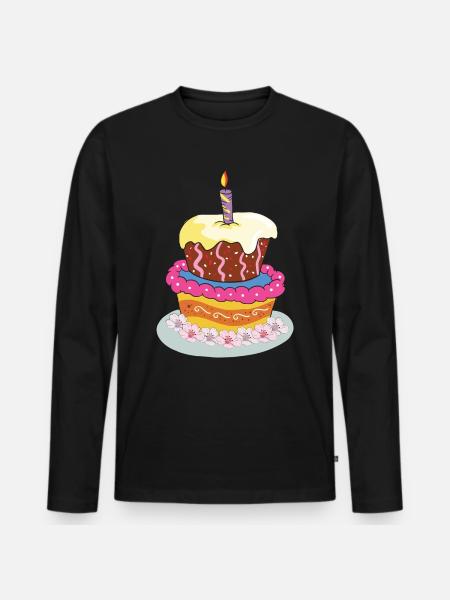 Taart Verjaardag Verjaardagstaart Taart - Mannen Premium Bio shirt met lange mouwen - zwart