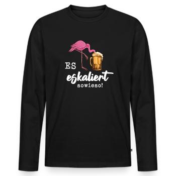 Es eskaliert eh wieder Flamingo Bier Party - Männer Premium Bio Langarmshirt - Schwarz - Vorne - Nico (187cm)
