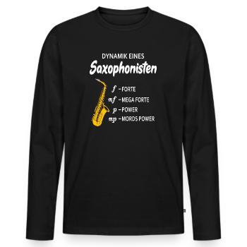 Dynamik eines Saxophonisten Saxophonist Saxophon - Männer Premium Bio Langarmshirt - Schwarz - Vorne - Nico (187cm)