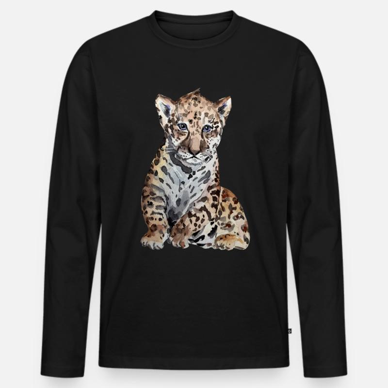 Jaguar Baby - Männer Premium Bio Langarmshirt - Schwarz