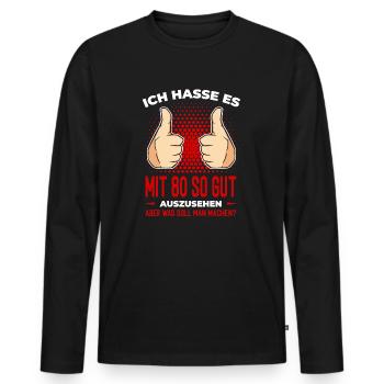 80. Geburtstag - 80 Jahre - Männer Premium Bio Langarmshirt - Schwarz - Vorne - Nico (187cm)