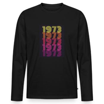 1973 Né - né en 1973 - T-shirt manches longues Premium bio Homme - noir - Devant - Nico (187cm)