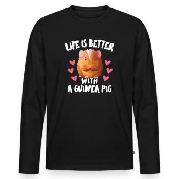 La vie est meilleure avec la mère cochonne - T-shirt manches longues Premium bio Homme - noir - Devant - Nico (187cm)