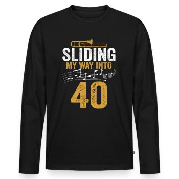 Trombone glissant mon chemin vers mon 40e anniversaire - T-shirt manches longues Premium bio Homme - noir - Devant - Nico (187cm)