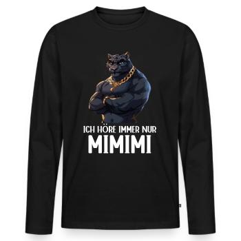 J’écoute toujours Mimimi Jaguar - T-shirt manches longues Premium bio Homme - noir - Devant - Nico (187cm)