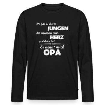 Ich liebe meinen Enkel - Opa - Männer Premium Bio Langarmshirt - Schwarz - Vorne - Nico (187cm)