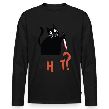 Cat What Black Cat Shirt Murderous Cat With Knife - Männer Premium Bio Langarmshirt - Schwarz - Vorne - Nico (187cm)