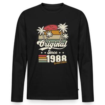 Cadeau 1988 Ans Anniversaire Vintage nés en 1988 - T-shirt manches longues Premium bio Homme - noir - Devant - Nico (187cm)