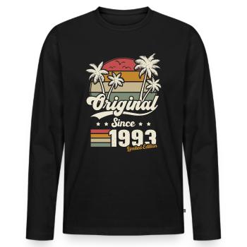 Cadeau 1993 Ans Anniversaire Vintage nés en 1993 - T-shirt manches longues Premium bio Homme - noir - Devant - Nico (187cm)