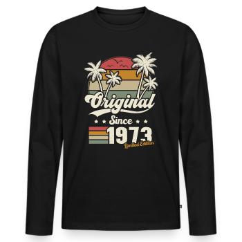 Geschenk 1973 Jahre Jubiläum Jahrgang Jahrgang geboren 1973 - Männer Premium Bio Langarmshirt - Schwarz - Vorne - Nico (187cm)