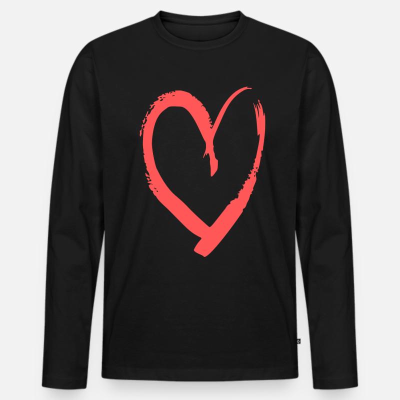 herz liebe spruch geschenk idee - Männer Premium Bio Langarmshirt - Schwarz