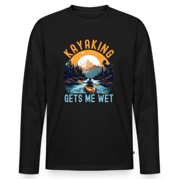Le kayak me mouille - T-shirt manches longues Premium bio Homme - noir - Devant - Nico (187cm)