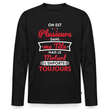 Plusieurs dans tête le Motard l'emporte toujours - T-shirt manches longues Premium bio Homme - noir - Devant - Nico (187cm)