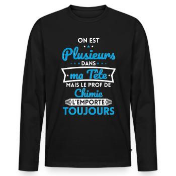Plusieurs dans tête le Prof de Chimie l'emporte - T-shirt manches longues Premium bio Homme - noir - Devant - Nico (187cm)