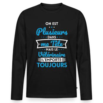 Plusieurs dans tête le Vétérinaire l'emporte - T-shirt manches longues Premium bio Homme - noir - Devant - Nico (187cm)