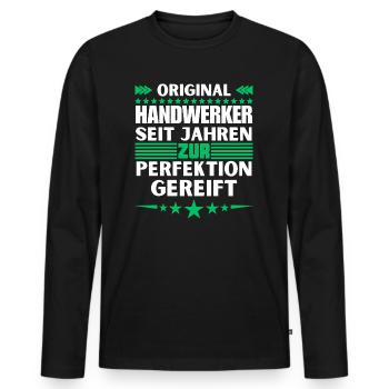 Des artisans mûris à la perfection - T-shirt manches longues Premium bio Homme - noir - Devant - Nico (187cm)