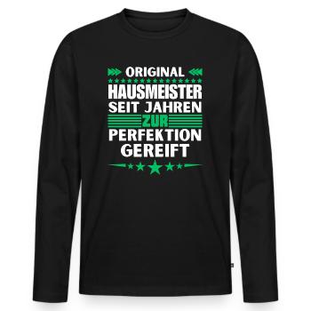 Zur Perfektion gereifter Hausmeister - Männer Premium Bio Langarmshirt - Schwarz - Vorne - Nico (187cm)