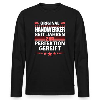 Zur Perfektion gereifter Handwerker - Männer Premium Bio Langarmshirt - Schwarz - Vorne - Nico (187cm)