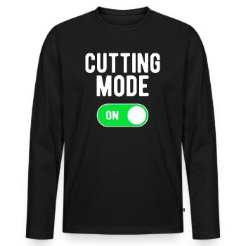 Mode de coupe ON Gym Musculation Poids Entraînement - T-shirt manches longues Premium bio Homme - noir - Devant - Nico (187cm)