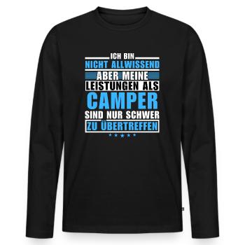 Unübertroffene Leistung als Camper - Männer Premium Bio Langarmshirt - Schwarz - Vorne - Nico (187cm)