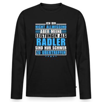 Unübertroffene Leistung als Radler - Männer Premium Bio Langarmshirt - Schwarz - Vorne - Nico (187cm)