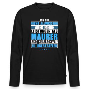 Unsurpassed performance as a bricklayer - Men's Premium Organic Long Sleeve Shirt - black - Front - Nico (187cm)