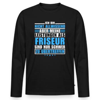 Des performances inégalées en tant que coiffeur - T-shirt manches longues Premium bio Homme - noir - Devant - Nico (187cm)