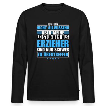 Unsurpassed performance as an educator - Men's Premium Organic Long Sleeve Shirt - black - Front - Nico (187cm)