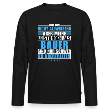 Des performances inégalées en tant qu’agriculteur - T-shirt manches longues Premium bio Homme - noir - Devant - Nico (187cm)