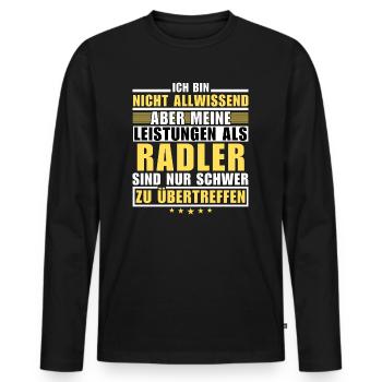 Unübertroffene Leistung als Radler - Männer Premium Bio Langarmshirt - Schwarz - Vorne - Nico (187cm)