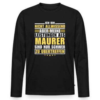 Unsurpassed performance as a bricklayer - Men's Premium Organic Long Sleeve Shirt - black - Front - Nico (187cm)