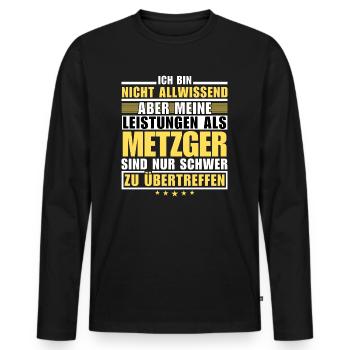 Unübertroffene Leistung als Metzger - Männer Premium Bio Langarmshirt - Schwarz - Vorne - Nico (187cm)