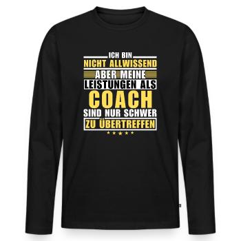 Unübertroffene Leistung als Coach - Männer Premium Bio Langarmshirt - Schwarz - Vorne - Nico (187cm)