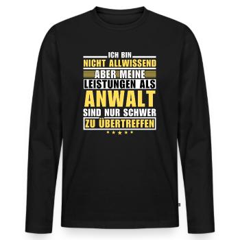 Unübertroffene Leistung als Anwalt - Männer Premium Bio Langarmshirt - Schwarz - Vorne - Nico (187cm)