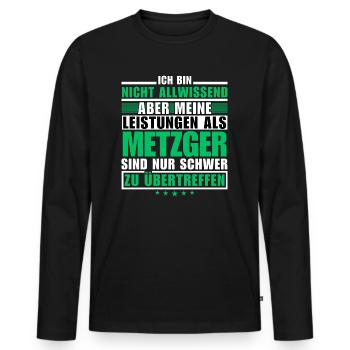 Unübertroffene Leistung als Metzger - Männer Premium Bio Langarmshirt - Schwarz - Vorne - Nico (187cm)
